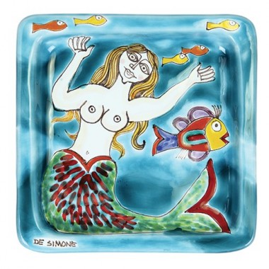 Piatto Quadrato sirena ceramiche de simone 20x20 DS 16 Piatto Quadrato sirena ceramiche de simone 20x20 DS 16